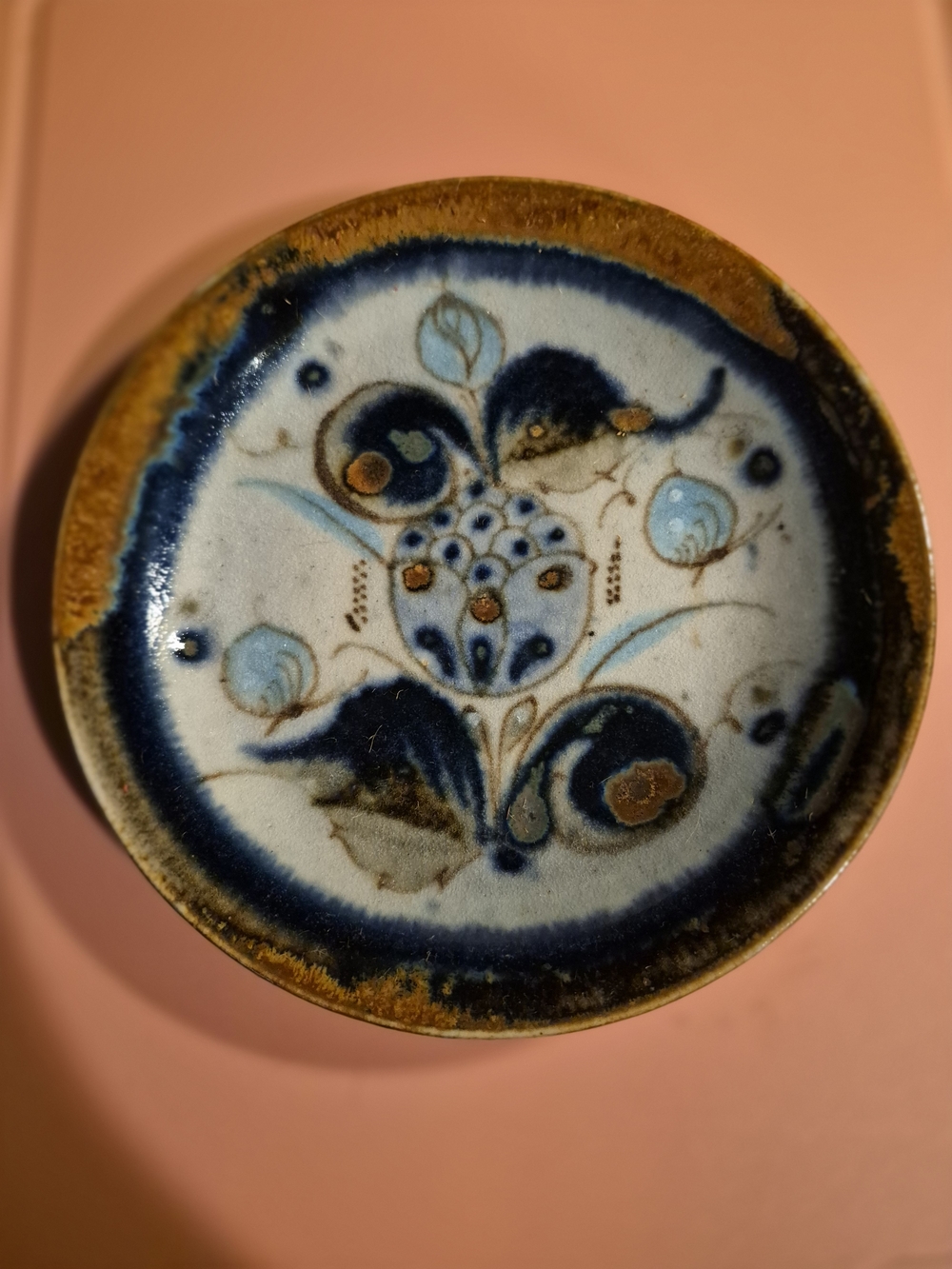 Hand-Painted Blue Floral Ceramic Wall Plate